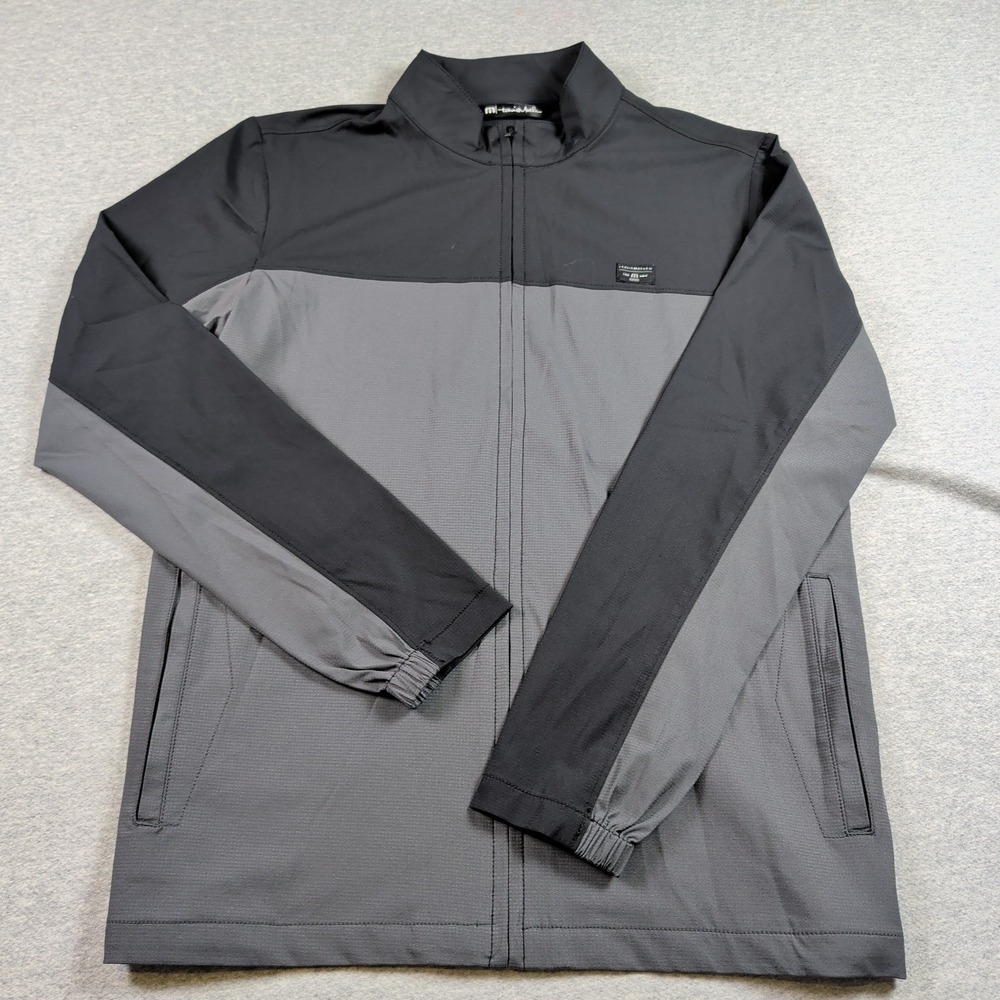 TravisMathew Dead Giveaway Jacket Mens Small Black Gray Full Zip Golf Stretch